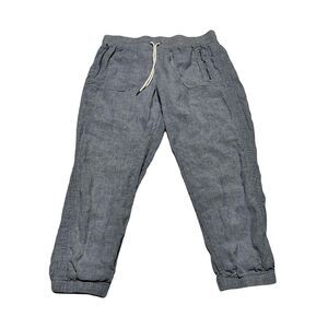 ATHLETA Women’s Cabo Linen Jogger Pants Blue  Size 14 Zip Pockets No Fabric Tag